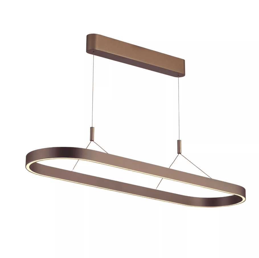 Zoom bilde av Liane 150cm Brun Taklampe Fra Lucide - Den ovale silhuetten og den elegante rustbrune finishen gj&oslash;r den til en eksklusiv detalj som l&oslash;fter stuen eller spisestuen med b&aring;de varme og harmoni.