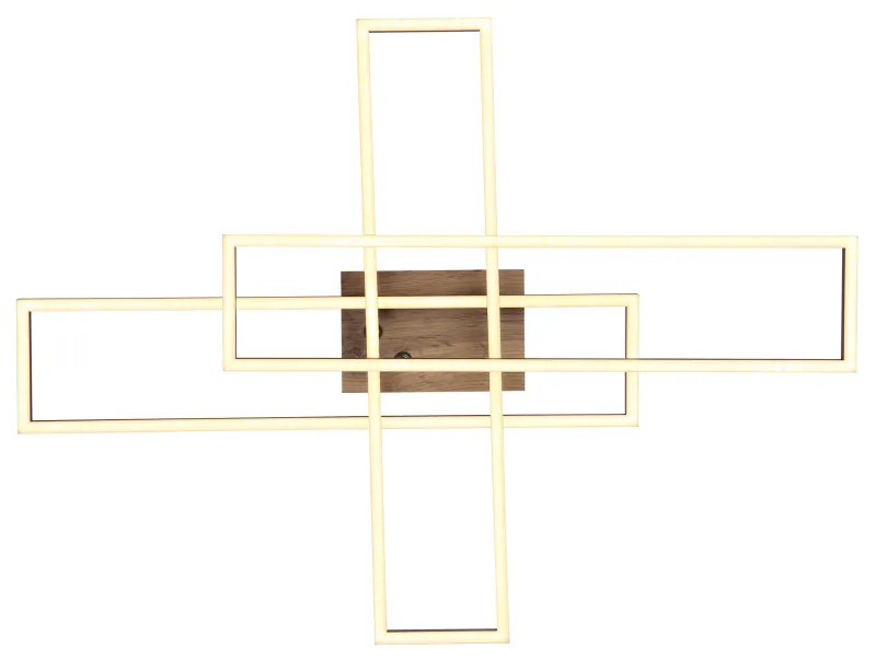 Dakari 100cm Svart plafond Fra Globo Lighting - Lampan &auml;r tillverkad av mattsvart metall i kombination med en m&ouml;rk MDF-tr&auml;look, vilket ger den en exklusiv och sofistikerad k&auml;nsla.