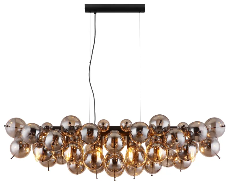 Udo 120cm Røykfarget Taklampe Fra Globo Lighting - Den mattsvarta metallen ger lampan en sofistikerad och modern k&auml;nsla.