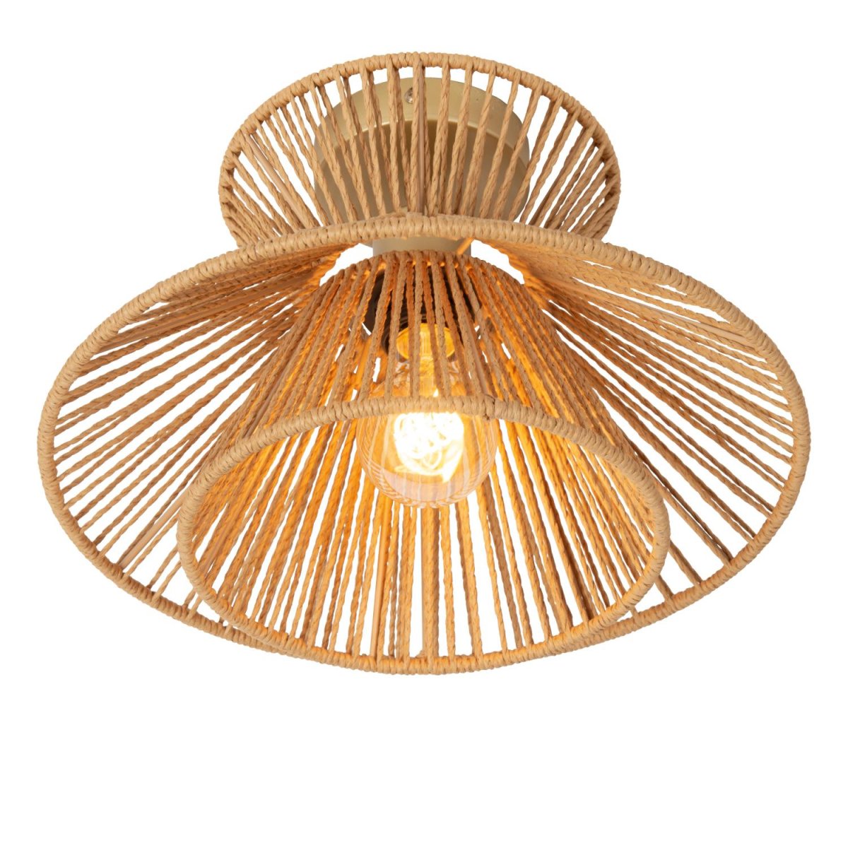 Tasman Ø32 Natur plafond Fra Lucide - Tasman kan enkelt kobles til en ekstern dimmer for å maksimere stemningen og skape en varm atmosfære.