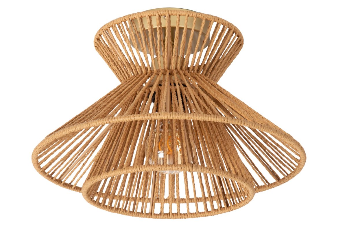 Tasman Ø32 Natur plafond Fra Lucide - Tasman kan enkelt kobles til en ekstern dimmer for å maksimere stemningen og skape en varm atmosfære.