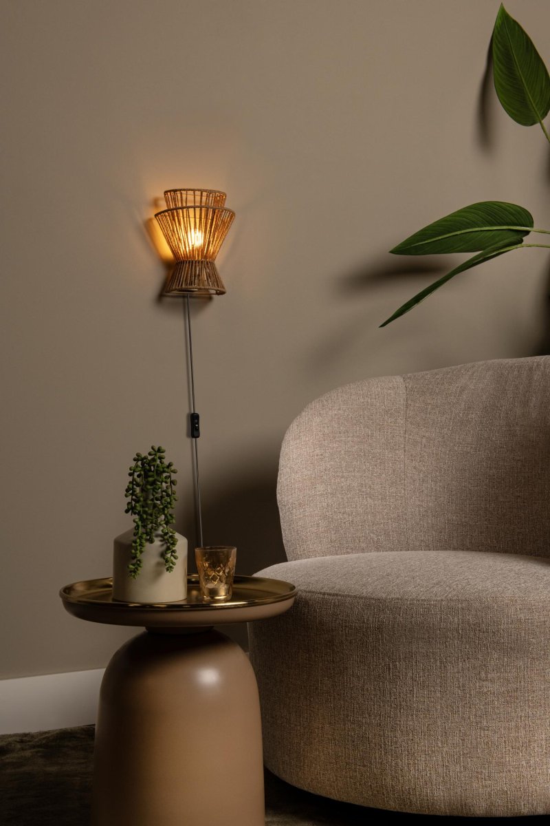 Tasman 24cm Natur vegglampe Fra Lucide - Tasman vegglampe gir hjemmet ditt et skandinavisk preg, takket være sin høykvalitets papirlampeskjerm og vakre naturlige farge.