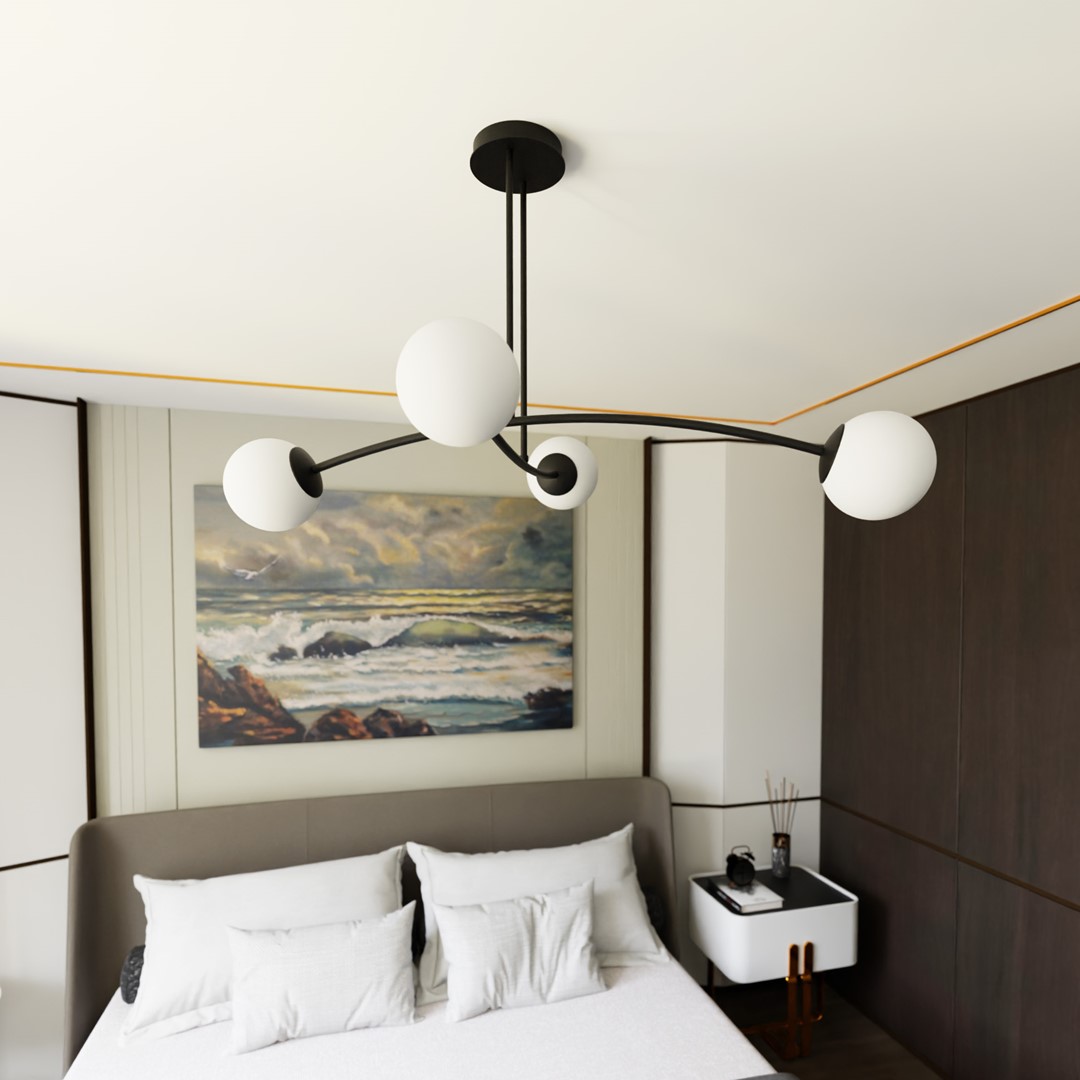 Halldor 108cm Svart Taklampe Fra Emibig Lighting - De tar seg spesielt godt ut over et bord eller kj&oslash;kkenbenk, hvor de skaper en unik og innbydende atmosf&aelig;re.