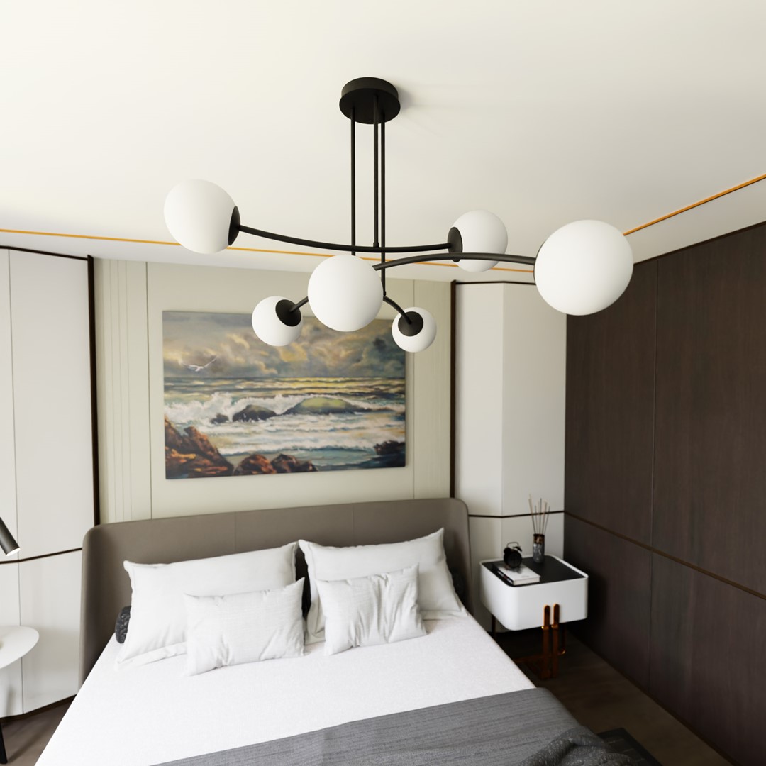 Halldor Ø108 Svart Taklampe Fra Emibig Lighting - De tar seg spesielt godt ut over et bord eller kj&oslash;kkenbenk, hvor de skaper en unik og innbydende atmosf&aelig;re.