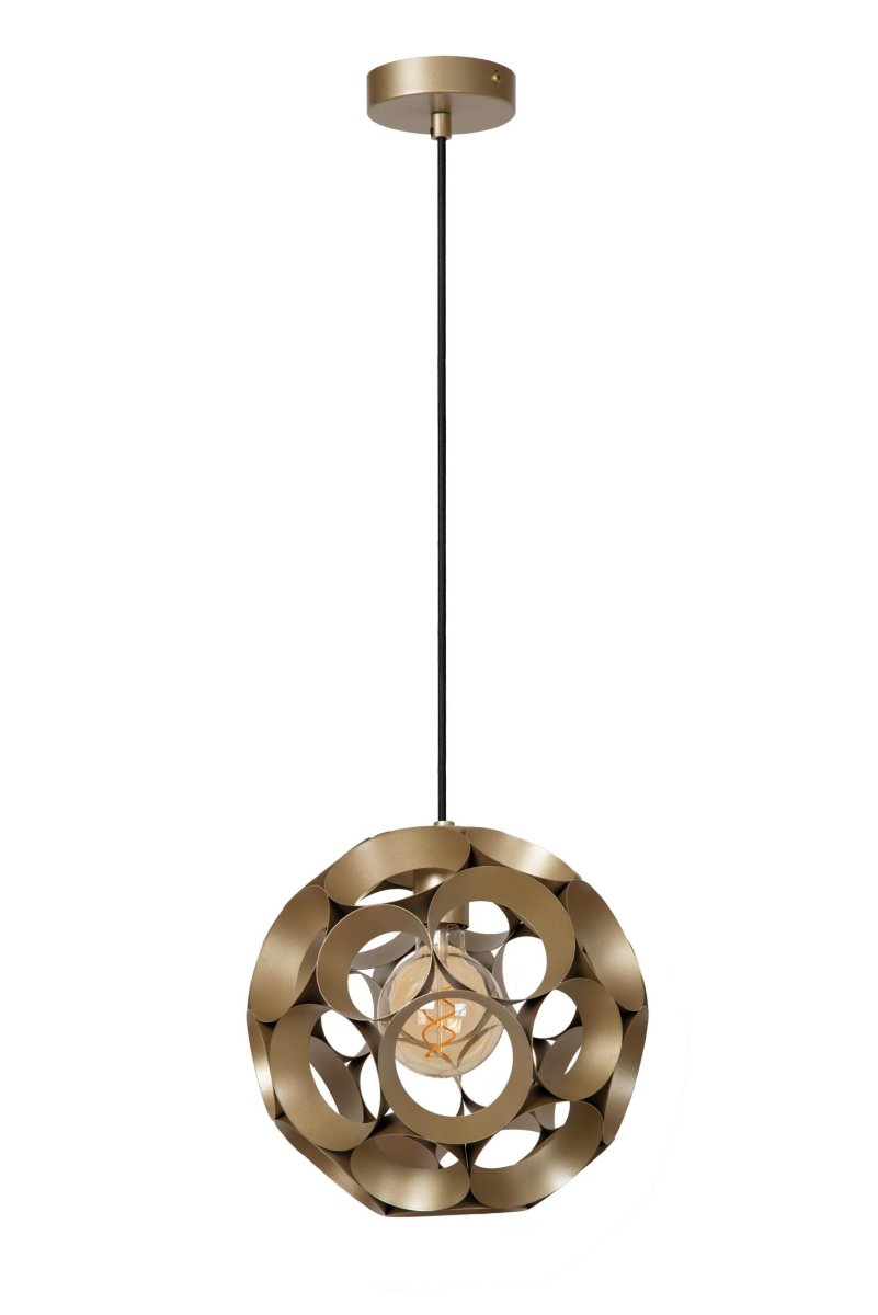 Hannelore Ø30 Matt gull/messing Taklampe Fra Lucide - Fra en moderne lounge til en koselig lounge, denne pendellampen med en diameter på 30 centimeter passer perfekt.