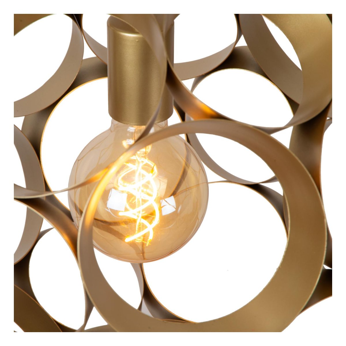 Hannelore Ø40 Matt gull/messing Taklampe Fra Lucide - Fra en moderne lounge til en koselig lounge, denne pendellampen med en diameter på 40 centimeter passer perfekt.