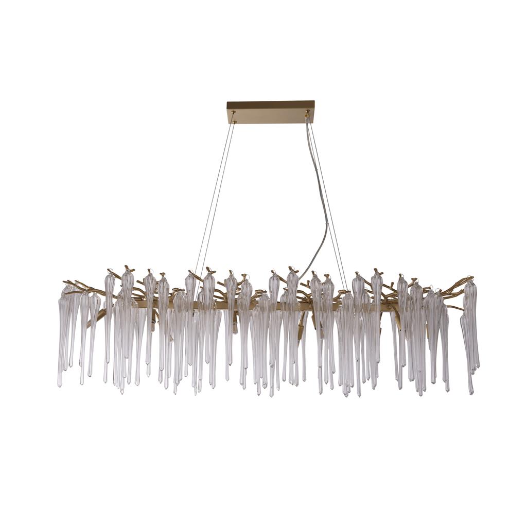 Heritage 117cm Gull krystall Fra Searchlight - Denne vakre lysekronen er et skikkelig blikkfang med en mengde elegante glassdråper som henger fra en dekorativ gullfarget ramme.