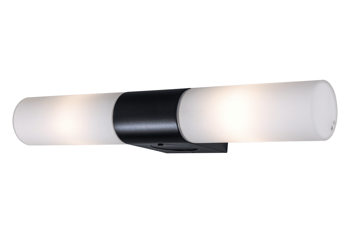 Cosenza 44cm Svart baderomslampe Fra Aneta Lighting - COSENZA vegglampe dobbel er en moderne og funksjonell belysningsløsning for bad og fuktige rom.