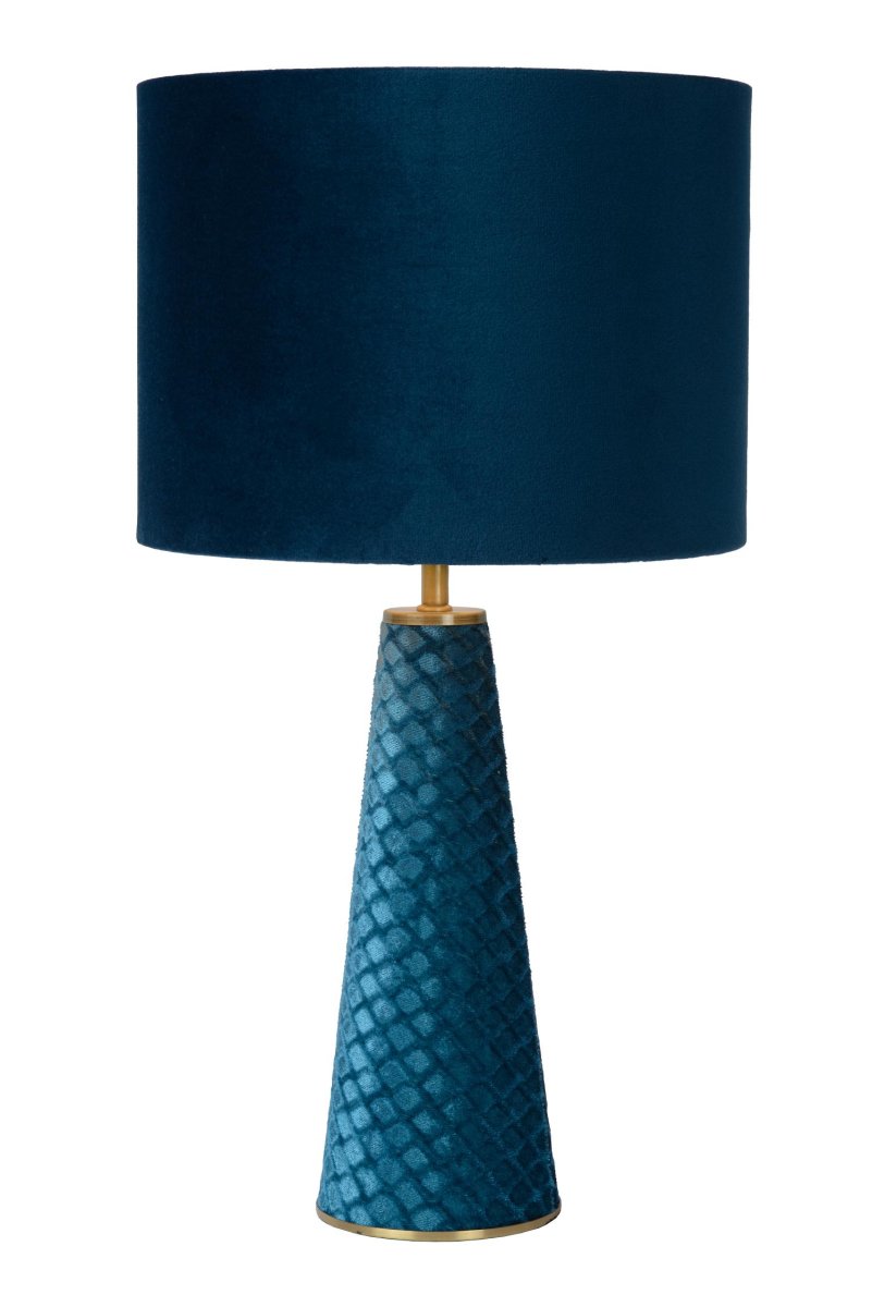 Extravaganza Velvet 47cm Turkis bordlampe Fra Lucide - Det er som om lyset skinner fra bunnen av lampen &ndash; en optisk illusjon som garantert vil overraske alle besøkende.