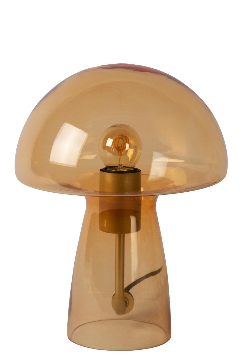 Fungo 28cm Oransje bordlampe Fra Lucide - Fungo er allsidig og passer like godt p&aring;; bokhyllen, kurven med blomster eller som nattlampe p&aring; barnas soverom.