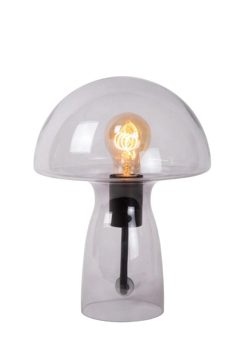 Fungo 28cm Røykfarget bordlampe Fra Lucide - Fungo er allsidig og passer like godt på; bokhyllen, kurven med blomster eller som nattlampe på barnas soverom.