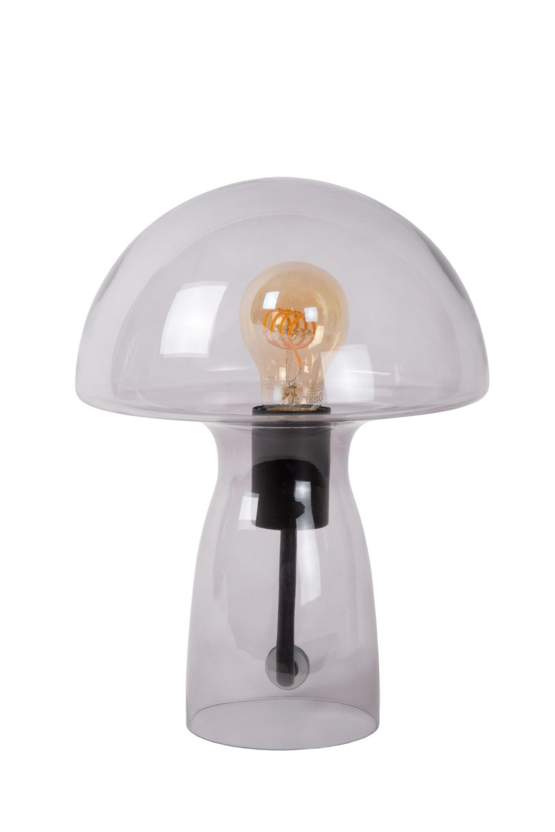 Fungo 28cm Røykfarget bordlampe Fra Lucide - Fungo er allsidig og passer like godt på; bokhyllen, kurven med blomster eller som nattlampe på barnas soverom.