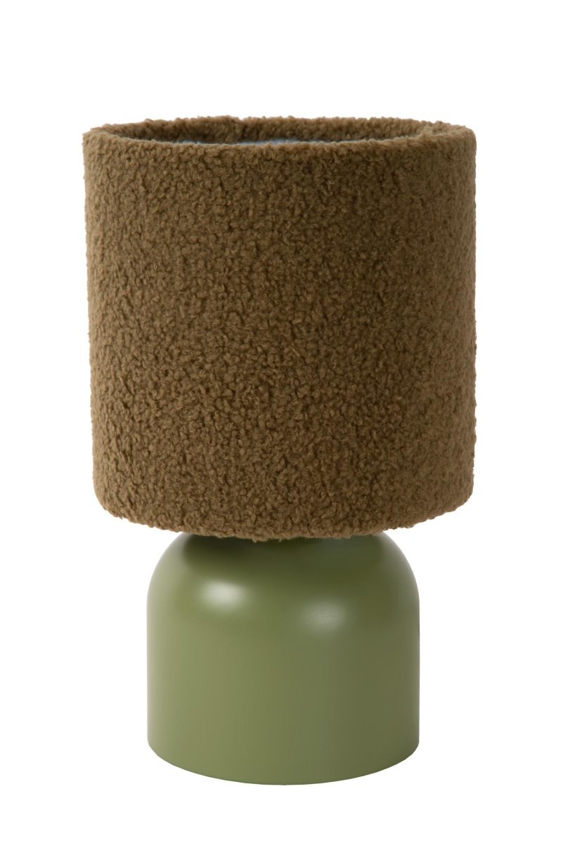 Woolly 28cm Grønn bordlampe Fra Lucide - Den elegante basen har også&aring; en diameter p&aring; 16 centimeter, noe som gir en balansert totalhøyde på 28 centimeter.
