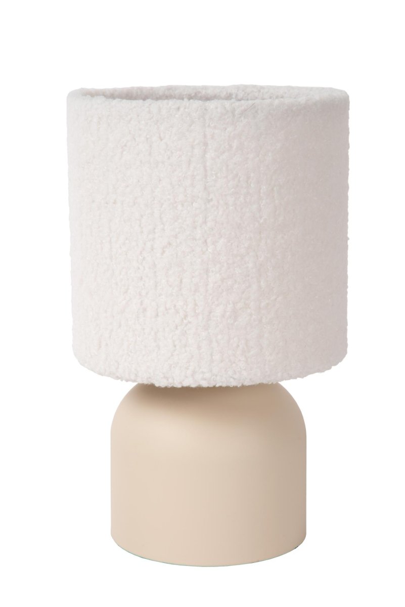 Woolly 28cm Krem bordlampe Fra Lucide - Den elegante basen har også&aring; en diameter p&aring; 16 centimeter, noe som gir en balansert totalhøyde på 28 centimeter.