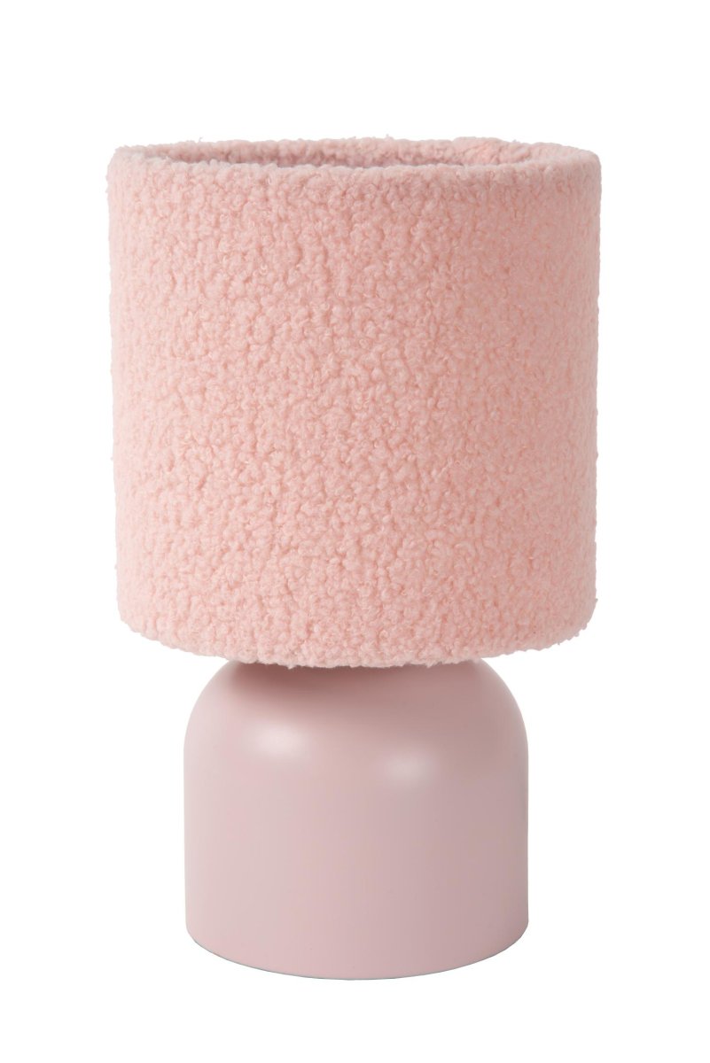 Woolly 28cm Rosa bordlampe Fra Lucide - Den elegante basen har også&aring; en diameter p&aring; 16 centimeter, noe som gir en balansert totalhøyde på 28 centimeter.