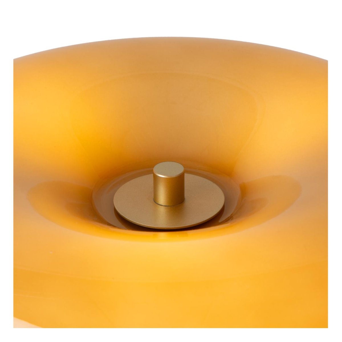 Sentino 37cm Taupe bordlampe Fra Lucide - Denne bordlampen har en blank glassskjerm i form av en smultring, plassert på en stilig metallfot.