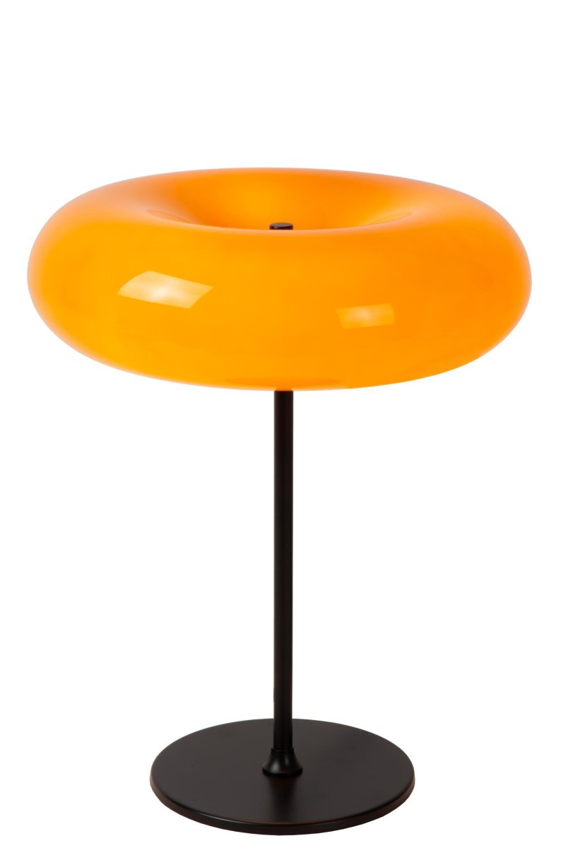 Sentino 37cm Oransje bordlampe Fra Lucide - Denne bordlampen har en blank glassskjerm i form av en smultring, plassert p&aring; en stilig metallfot.