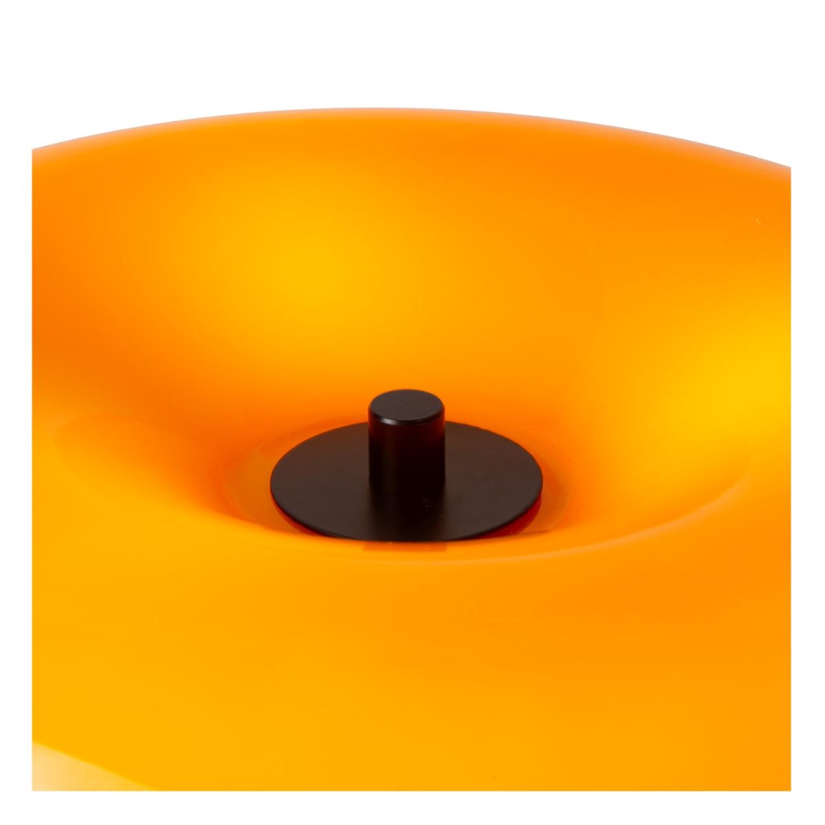 Sentino 37cm Oransje bordlampe Fra Lucide - Denne bordlampen har en blank glassskjerm i form av en smultring, plassert p&aring; en stilig metallfot.