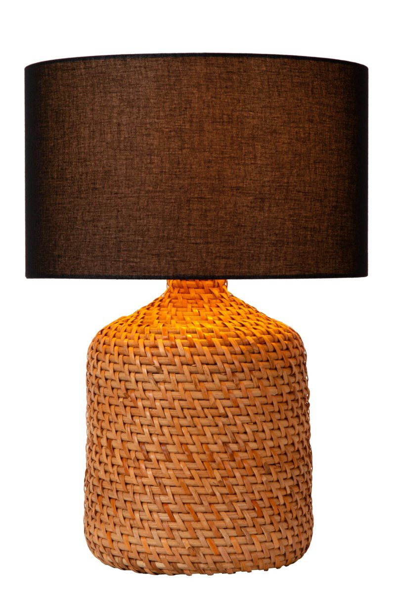 Arrah 50cm Natur bordlampe Fra Lucide - Basen er laget av rotting av h&oslash;y kvalitet, vevd inn i en grov struktur for ekstra holdbarhet.