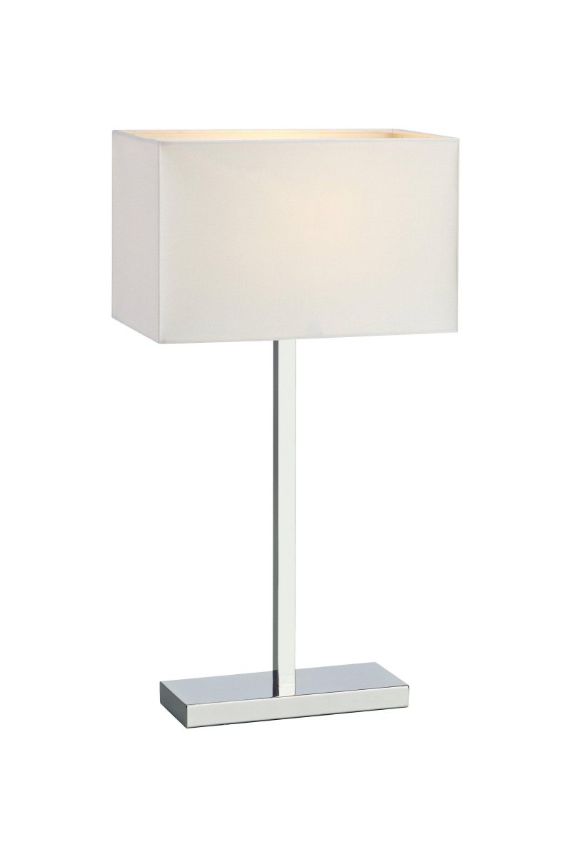 Savoy 50cm Hvit bordlampe Fra Markslöjd - Savoy bordlampe i krom og hvit tekstilskjerm har et elegant og stilig design.