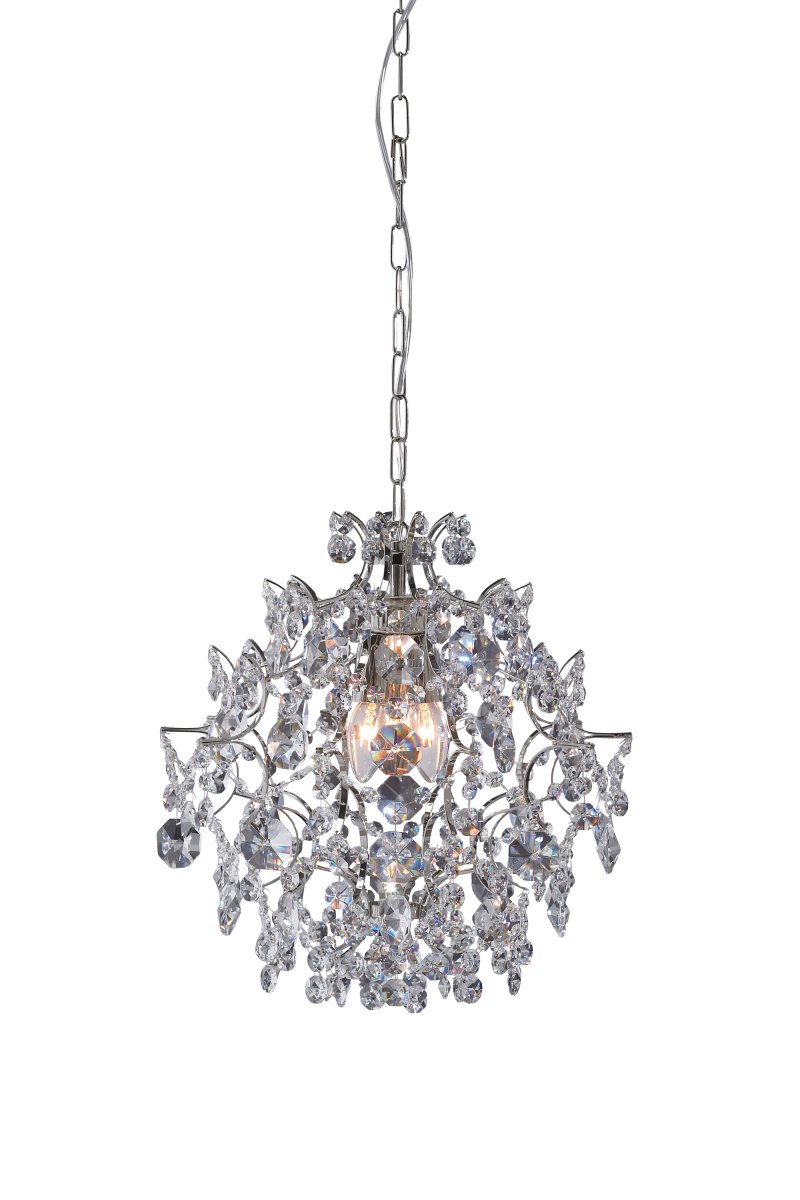 Sofiero Ø42 Krom krystall Fra Markslöjd - En nydelig krystalllysekrone i krom med dekorative, klare prismer i forskjellige former.
