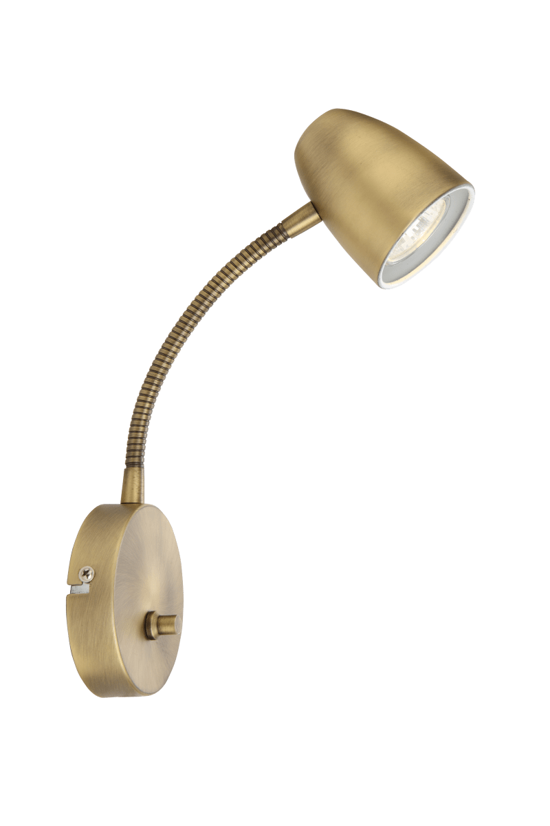 Sandnes Antikk leselampe Fra Aneta Lighting - Sandnes er den optimale nattbordslampen som er enkel å justere i begge retninger med en fleksibel skjøt og lysstyrke med sin dimmer.