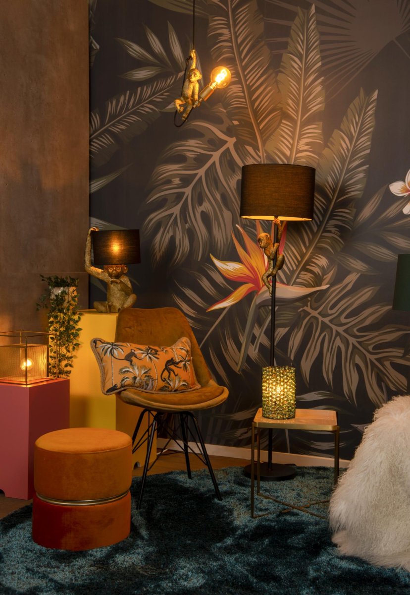 Extravaganza Chimp Svart gulvlampe Fra Lucide - Legg til en leken vri p&aring; en moderne tolkning av en klassisk gulvlampe med Extravaganza Chimp.