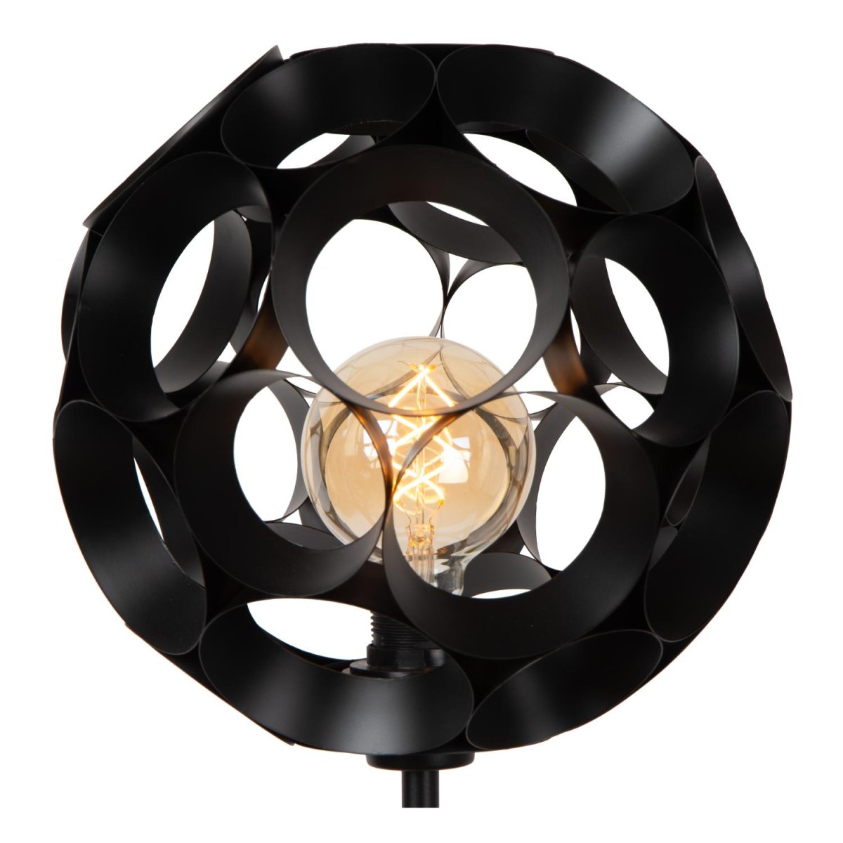 Hannelore Svart gulvlampe Fra Lucide - Med sitt unike design og materialvalg passer Hannelore like godt i moderne som i vintage-inspirert interiør.