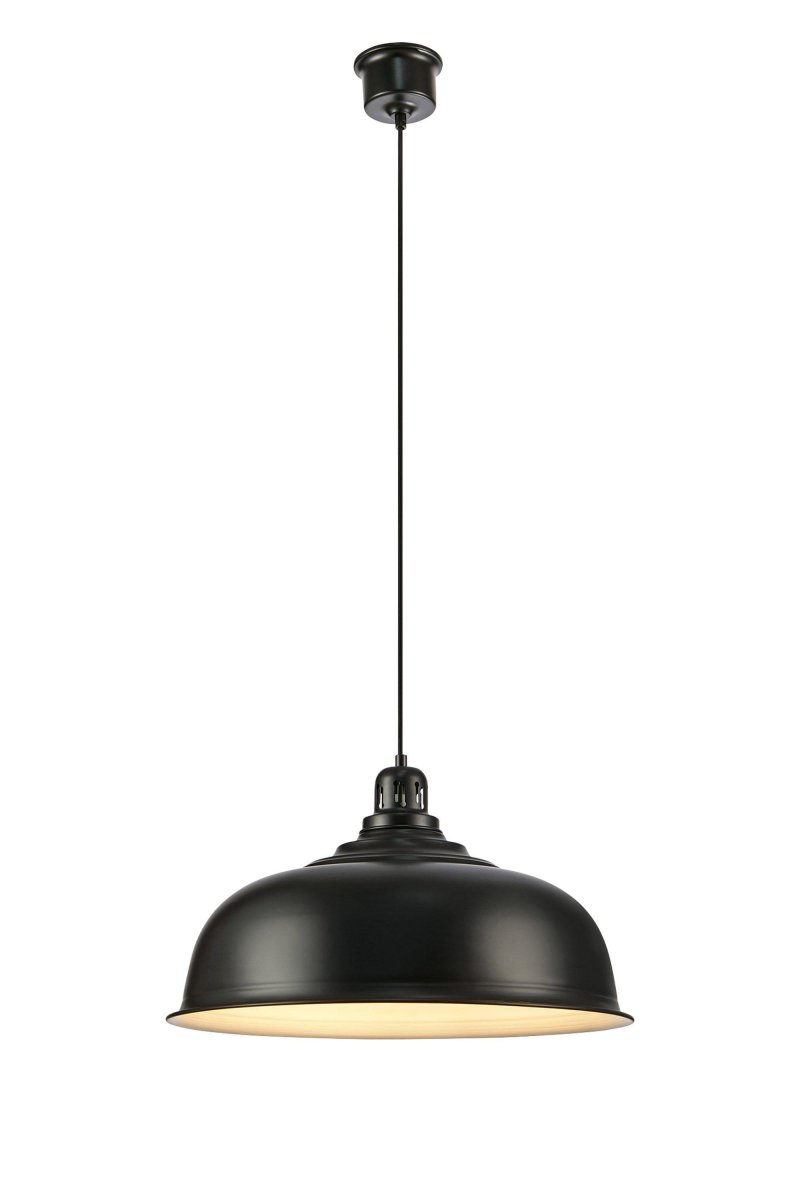 Port Ø50 Svart Taklampe Fra Markslöjd - Med en diameter p&aring; 50 cm og hvit innside sprer den et fint lys.