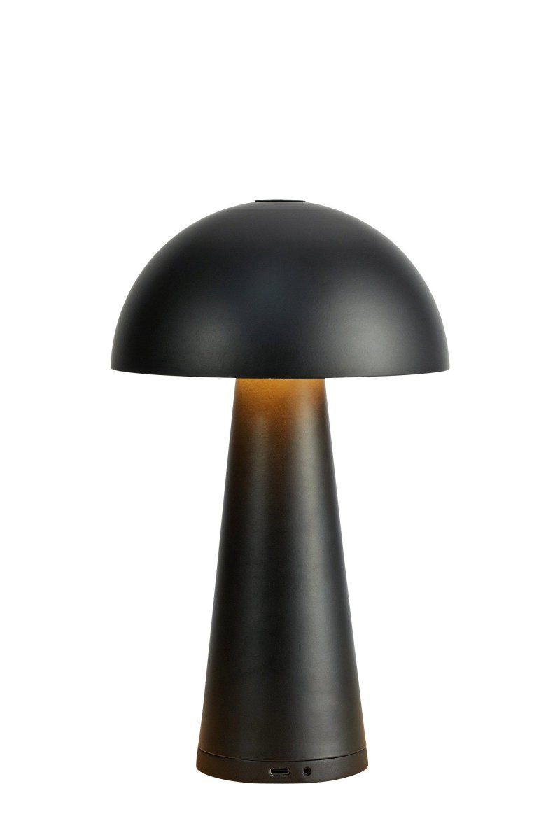 Fungi 26cm Svart bærbar Fra Markslöjd - Fungi er en stilig og bærbar bordlampe i matt sort metall, designet for både innendørs og utendørs bruk.