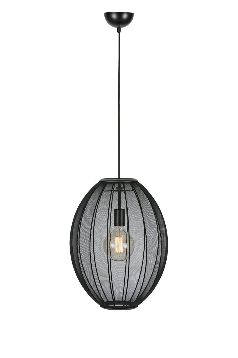 Florence Ø40 Svart Taklampe Fra Markslöjd - Florence er en stilig taklampe med oval design og sort tekstilskjerm som gir et mykt og behagelig lys.