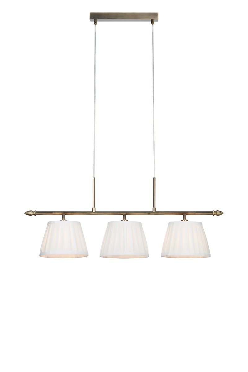 Zoom bilde av Oxford 83cm Antikk messing Taklampe Fra Markslöjd - Det klassiske designet og de myke tekstilskjermene skaper en varm og innbydende atmosf&aelig;re over spisebordet eller skrivebordet.