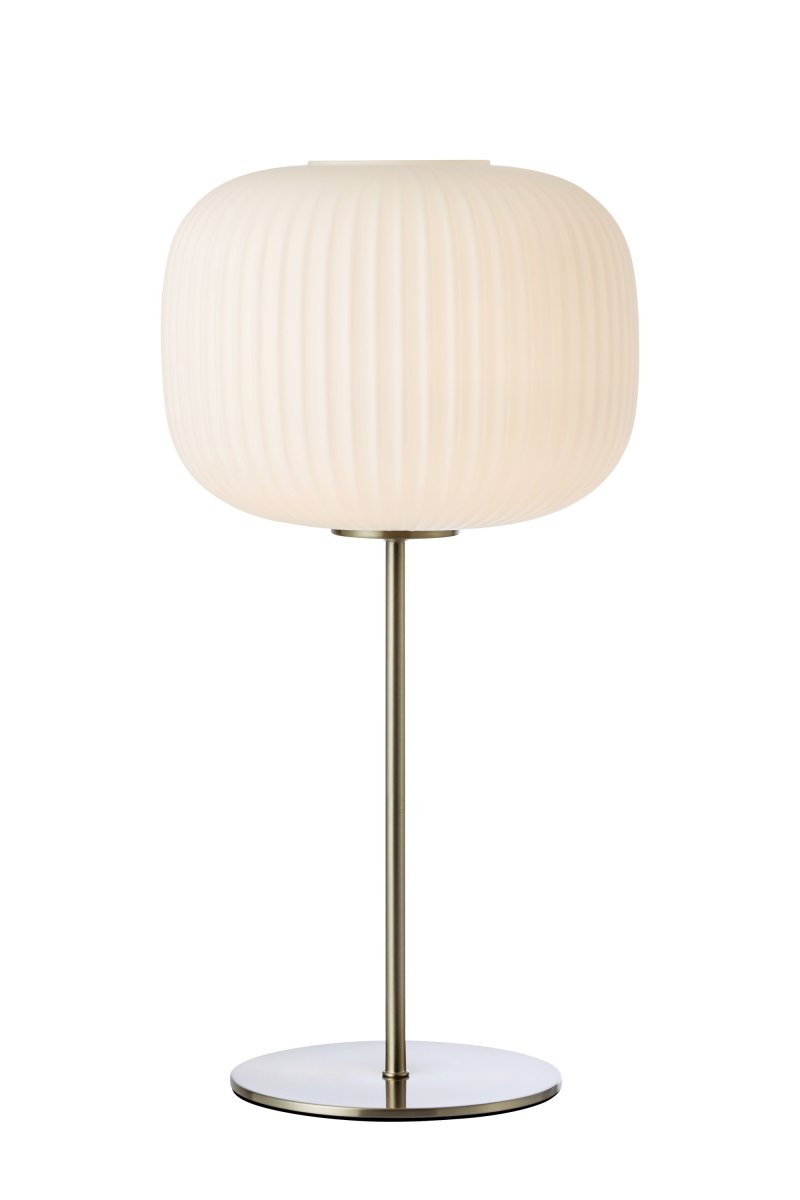 Sober 50cm Stål bordlampe Fra Markslöjd - Bordlampe i klassisk design med en sober hvit glassskjerm og en stålbase.