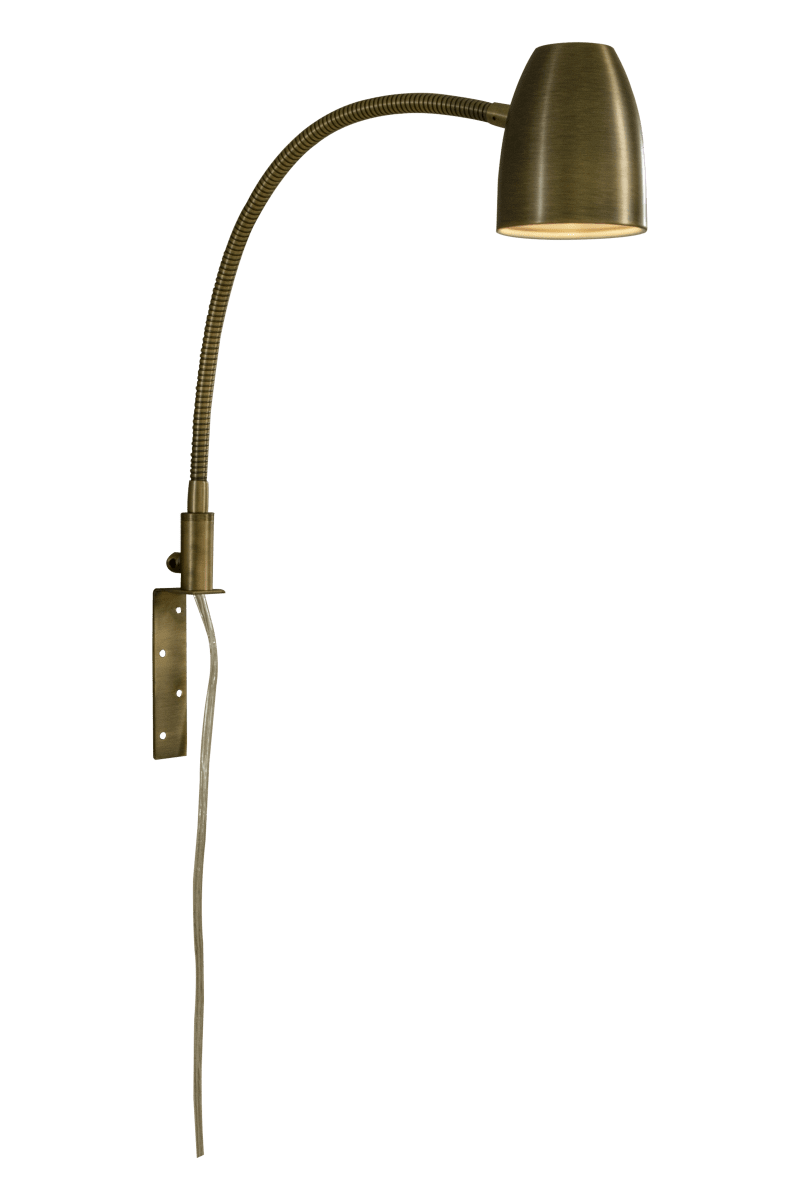 Sandnes Antikk leselampe Fra Aneta Lighting - Sandnes er den perfekte nattbordslampen for montering p&aring;; Sengegavlen er i antikkbehandlet metall.