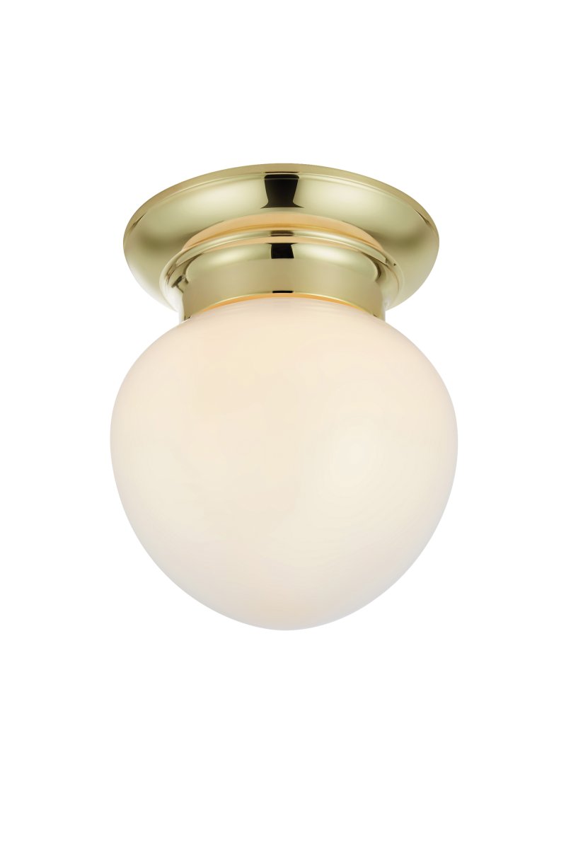 Ronda Ø20 Messing baderomslampe Fra Markslöjd - Taklampe i stil med &aring;rhundreskiftet, egnet for baderom (IP44), med messingfot og hvit glassskjerm.