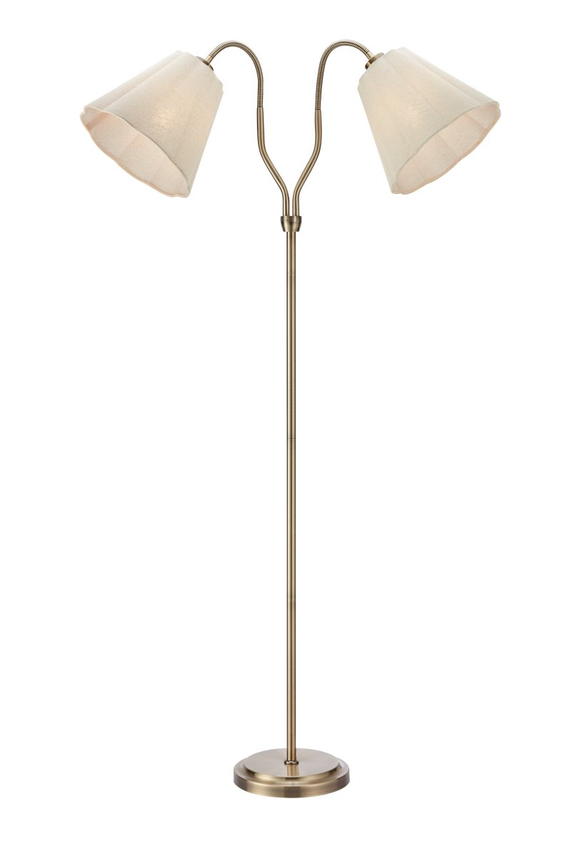 Veya 2 Antikk messing gulvlampe Fra Markslöjd - Veya er en elegant gulvlampe med tidl&oslash;st design og klassiske detaljer.