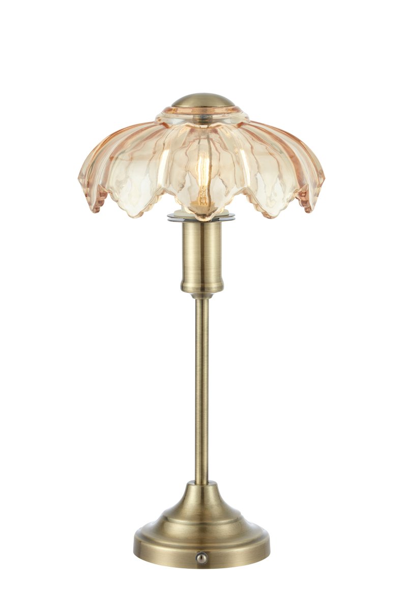 Kurage 35cm Antikk messing/rav bærbar Fra Markslöjd - Lampen er oppladbar og har en ber&oslash;ringsdimmer p&aring; basen med tre lysstyrkeniv&aring;er og justerbar fargetemperatur.