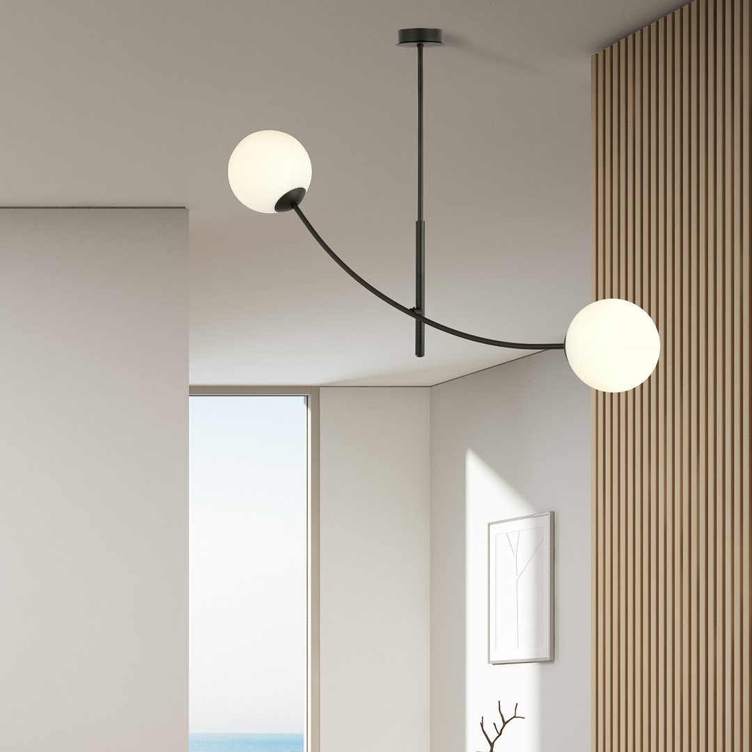 Hunter 83cm Svart og hvitt Taklampe Fra Emibig Lighting - Hunter er en bestselgende serie med moderne taklamper som passer like godt i moderne som i mer tradisjonelle interi&oslash;rer.