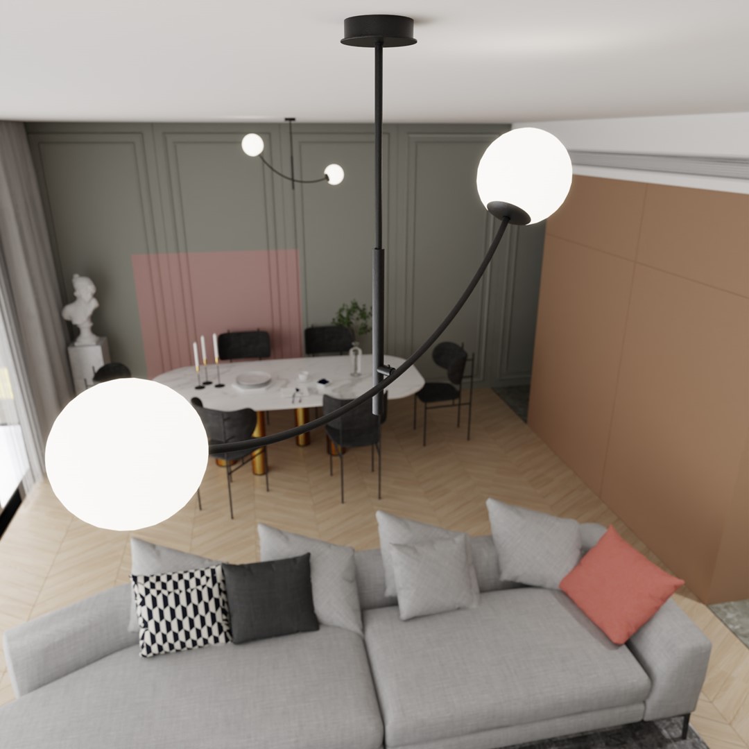 Hunter 83cm Svart og hvitt Taklampe Fra Emibig Lighting - Hunter er en bestselgende serie med moderne taklamper som passer like godt i moderne som i mer tradisjonelle interi&oslash;rer.