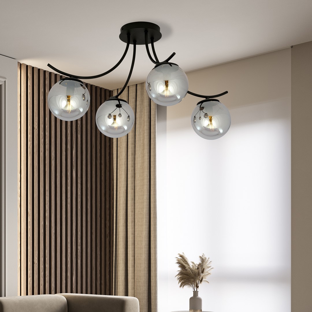 Boston 70cm Svart/Smoky plafond Fra Emibig Lighting - Boston er en bestselgende serie med moderne taklamper som passer perfekt i b&aring;de moderne og mer tradisjonelle interi&oslash;rer.