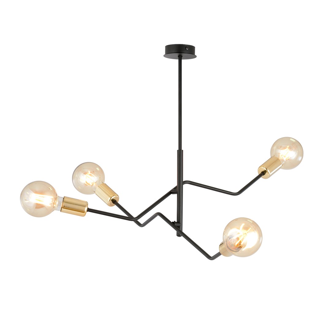 Bolt 66cm Svart Taklampe Fra Emibig Lighting - Den klassiske fargekombinasjonen &ndash; elegant svart og tidl&oslash;st gull &ndash; gir store muligheter for ulike interi&oslash;rstiler og passer godt inn i b&aring;de moderne og tradisjonelle milj&oslash;er.