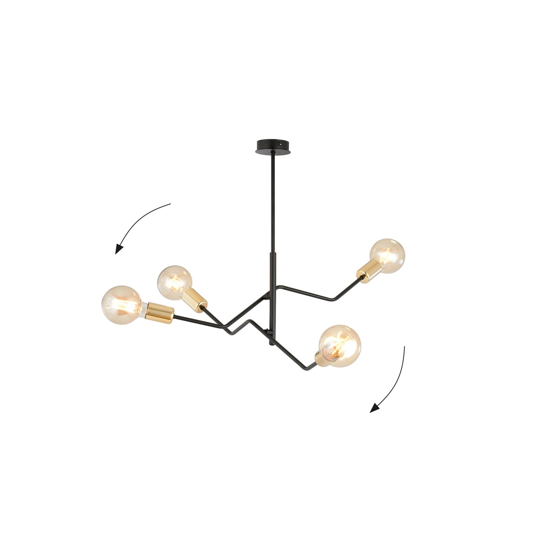 Bolt 66cm Svart Taklampe Fra Emibig Lighting - Den klassiske fargekombinasjonen &ndash; elegant svart og tidl&oslash;st gull &ndash; gir store muligheter for ulike interi&oslash;rstiler og passer godt inn i b&aring;de moderne og tradisjonelle milj&oslash;er.