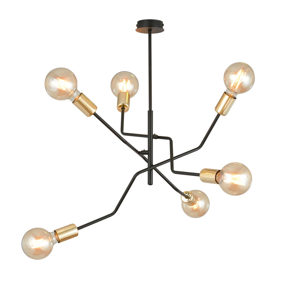 Bolt Ø66 Svart Taklampe Fra Emibig Lighting - Den klassiske fargekombinasjonen &ndash; elegant svart og tidl&oslash;st gull &ndash; gir store muligheter for ulike interi&oslash;rstiler og passer godt inn i b&aring;de moderne og tradisjonelle milj&oslash;er.