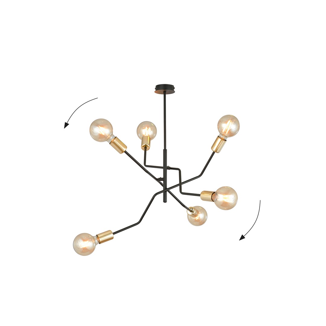 Bolt Ø66 Svart Taklampe Fra Emibig Lighting - Den klassiske fargekombinasjonen &ndash; elegant svart og tidl&oslash;st gull &ndash; gir store muligheter for ulike interi&oslash;rstiler og passer godt inn i b&aring;de moderne og tradisjonelle milj&oslash;er.