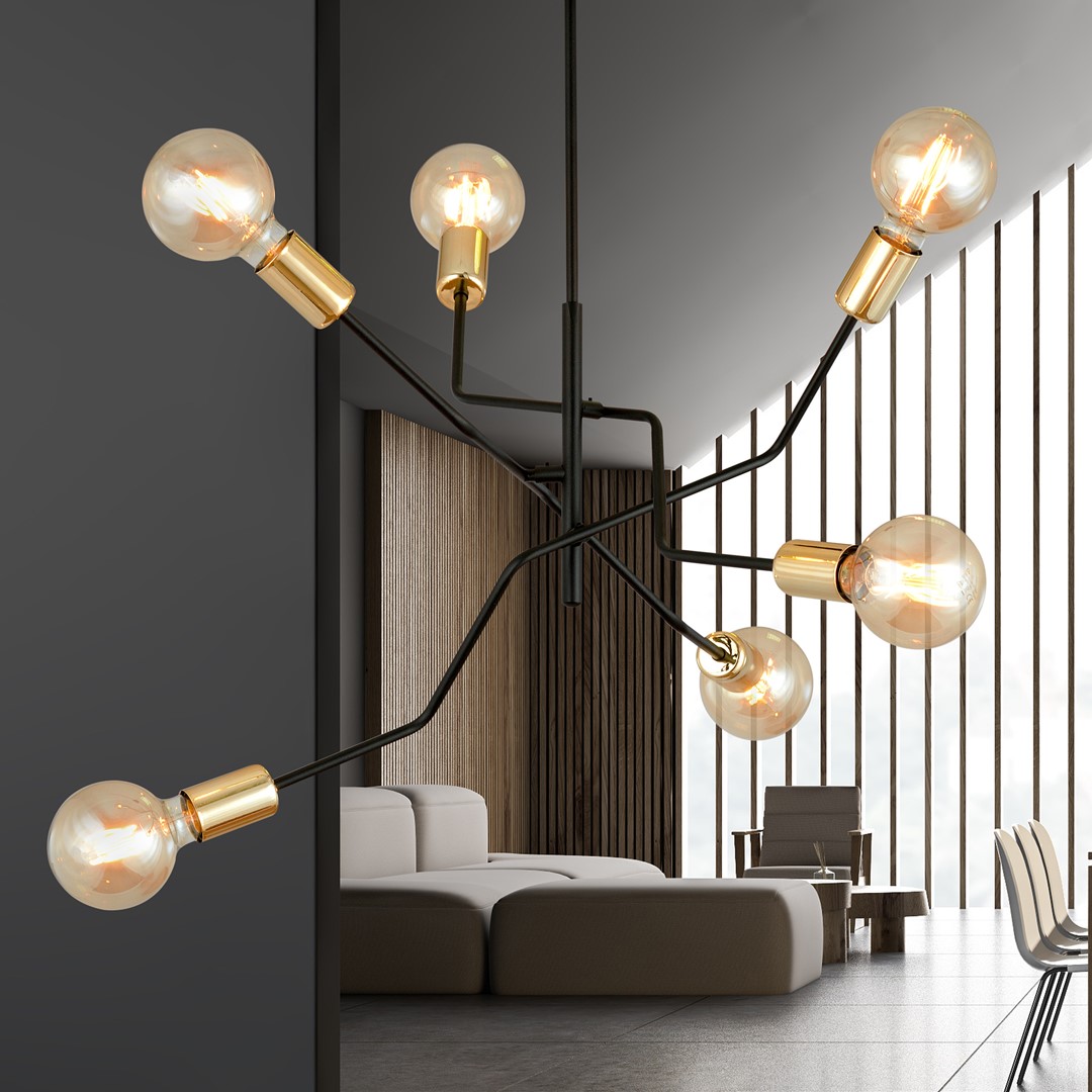 Bolt Ø66 Svart Taklampe Fra Emibig Lighting - Den klassiske fargekombinasjonen &ndash; elegant svart og tidl&oslash;st gull &ndash; gir store muligheter for ulike interi&oslash;rstiler og passer godt inn i b&aring;de moderne og tradisjonelle milj&oslash;er.