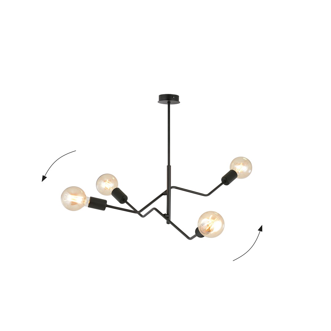 Frix 66cm Svart Taklampe Fra Emibig Lighting - Den klassisk elegante sorte fargen gir mange interi&oslash;rdesignmuligheter og smelter s&oslash;ml&oslash;st inn i b&aring;de moderne og tradisjonelle milj&oslash;er.