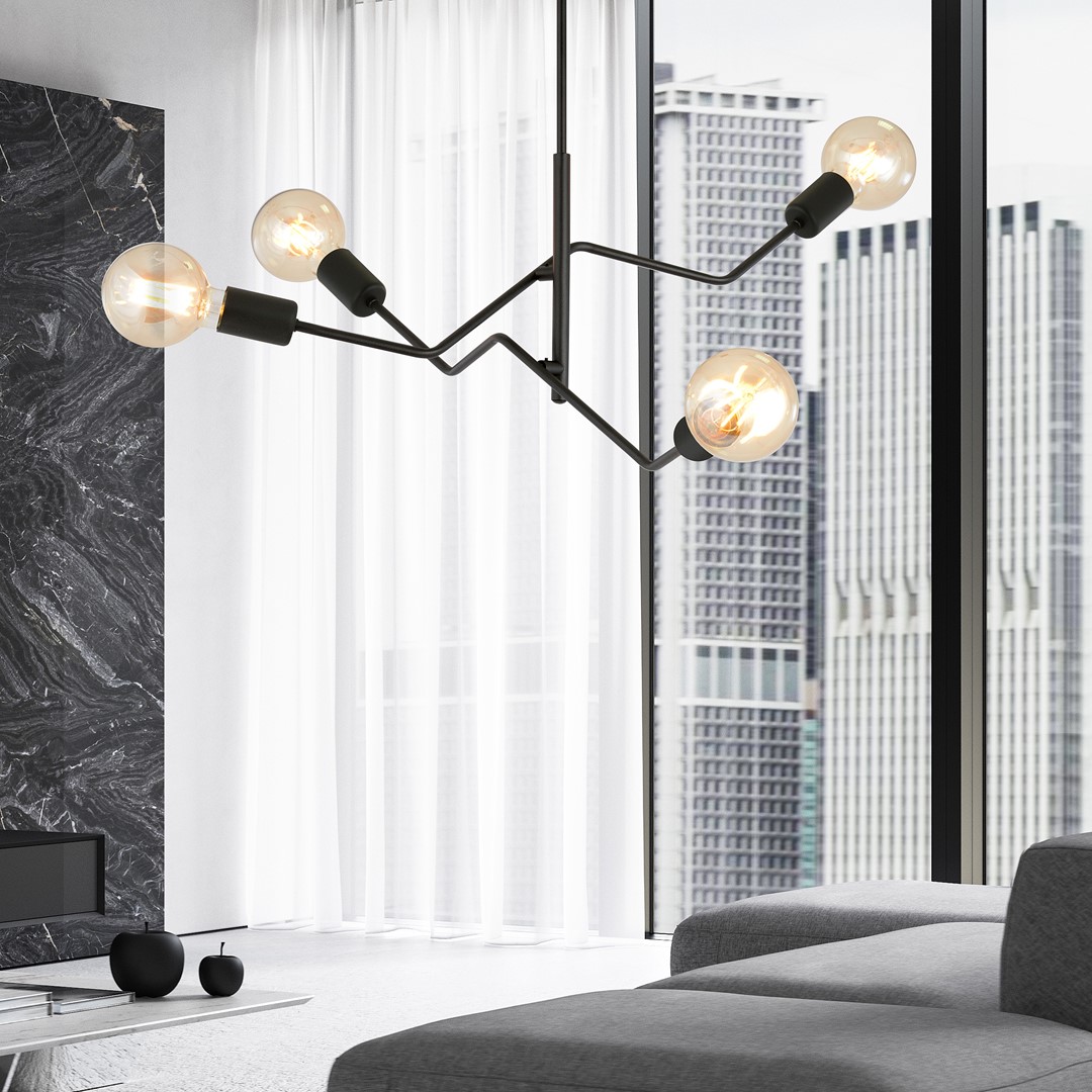 Frix 66cm Svart Taklampe Fra Emibig Lighting - Den klassisk elegante sorte fargen gir mange interi&oslash;rdesignmuligheter og smelter s&oslash;ml&oslash;st inn i b&aring;de moderne og tradisjonelle milj&oslash;er.