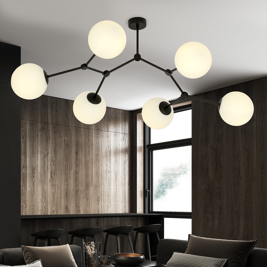 Space 108cm Hvit plafond Fra Emibig Lighting - Mellomrom &ndash; En taklampe som passer perfekt inn i den stilige trenden og imponerer med sin unike form og karakteristiske design.