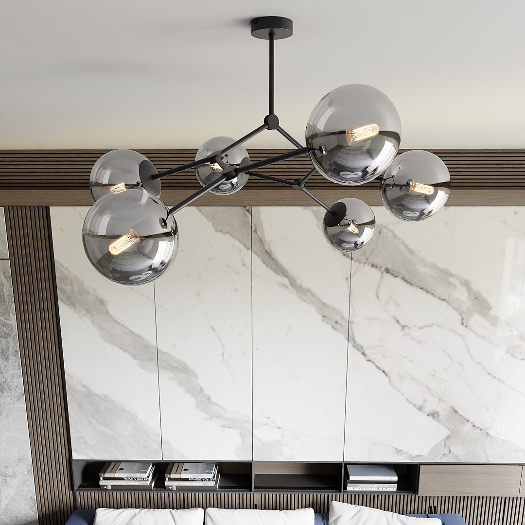 Space 108cm Røykfarget plafond Fra Emibig Lighting - Mellomrom &ndash; En taklampe som passer perfekt inn i den elegante trenden og imponerer med sin unike form og karakteristiske design.