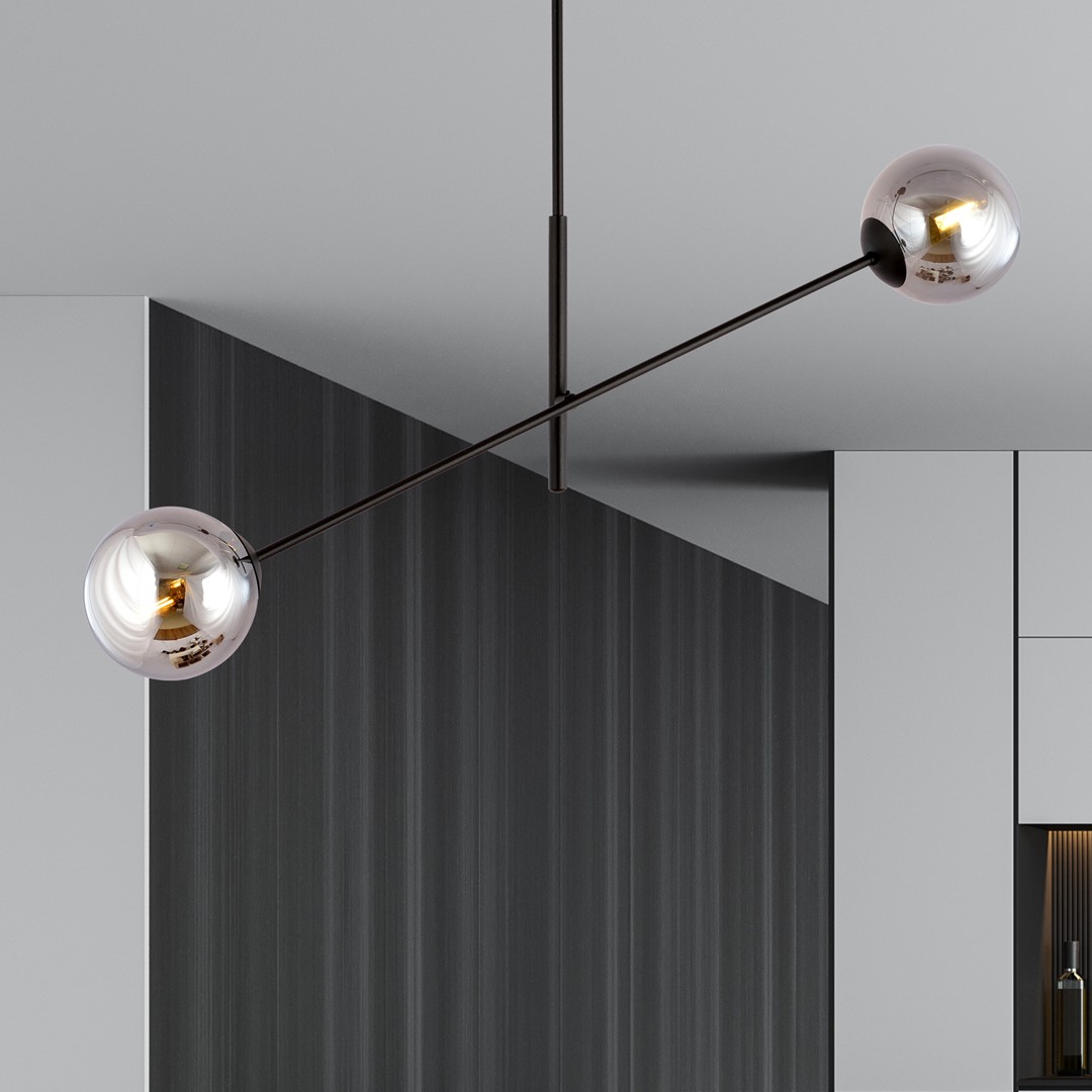 Linear 102cm Røykfarget Taklampe Fra Emibig Lighting - De tynne glasskuplene tilf&oslash;rer eleganse og letthet, mens den minimalistiske designen gir effektivt lys over st&oslash;rre omr&aring;der og smelter s&oslash;ml&oslash;st inn i ulike milj&oslash;er.